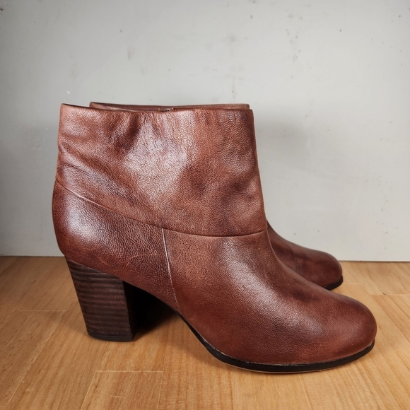 Cole Haan Nike Air Collab Boots Women's 9 Brown Leather Stacked Heel Side Zipper - Picture 3 of 14